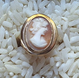 10kt Gold Filled Genuine Shell Cameo Ring Size 6 Mid-Century F299