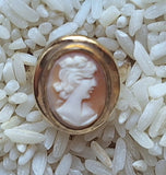 10kt Gold Filled Genuine Shell Cameo Ring Size 6 Mid-Century F299