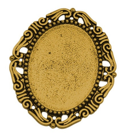 40x30mm Antique Gold Cameo Cabochon  Setting  no pin no ring 334x