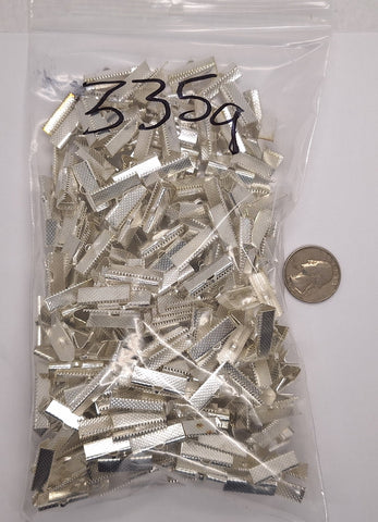 Closeout- Bag of Silver Plated 20mm ribbon crimp end connectors Choker Supply 335q