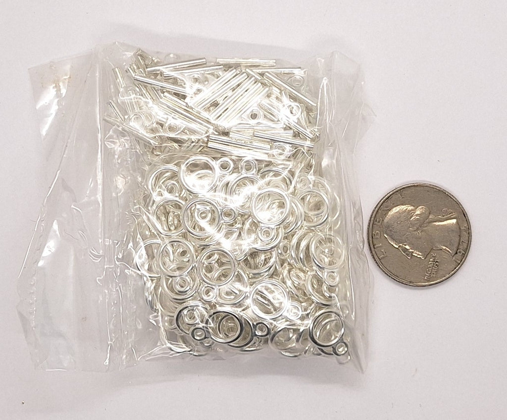 Closeout - 144pcs of  Silver Toggle Clasp 9.5mm Ring 340q