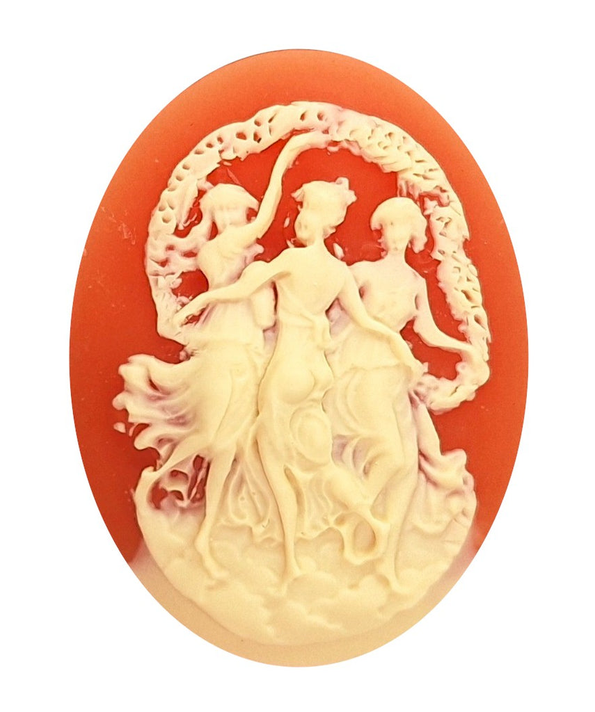 40x30mm Carnelian and Ivory Dancing Ladies Resin Cameo Three Graces  364x