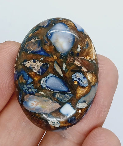 40x30mm Deep Blue Copper Matrix Collage Stone Oval Loose Cabachon Cab  S4000D