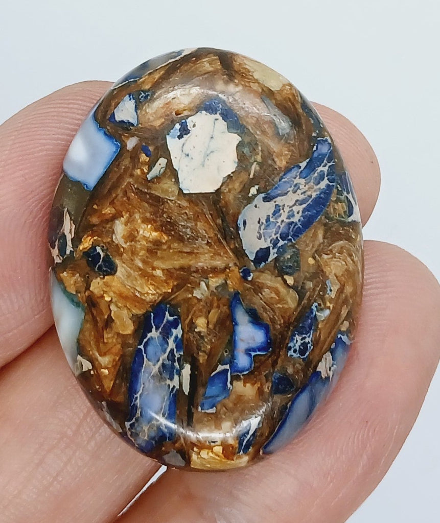 40x30mm Deep Blue Copper Matrix Collage Stone Oval Loose Cabachon Cab  S4000E