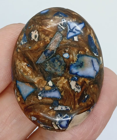 40x30mm Deep Blue Copper Matrix Collage Stone Oval Loose Cabachon Cab  S4000F