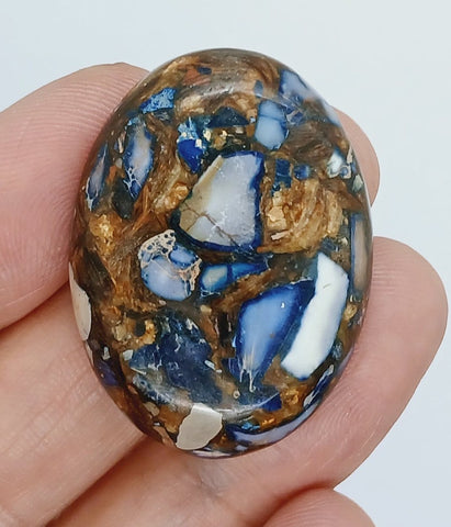 40x30mm Deep Blue Copper Matrix Collage Stone Oval Loose Cabachon Cab  S4000i