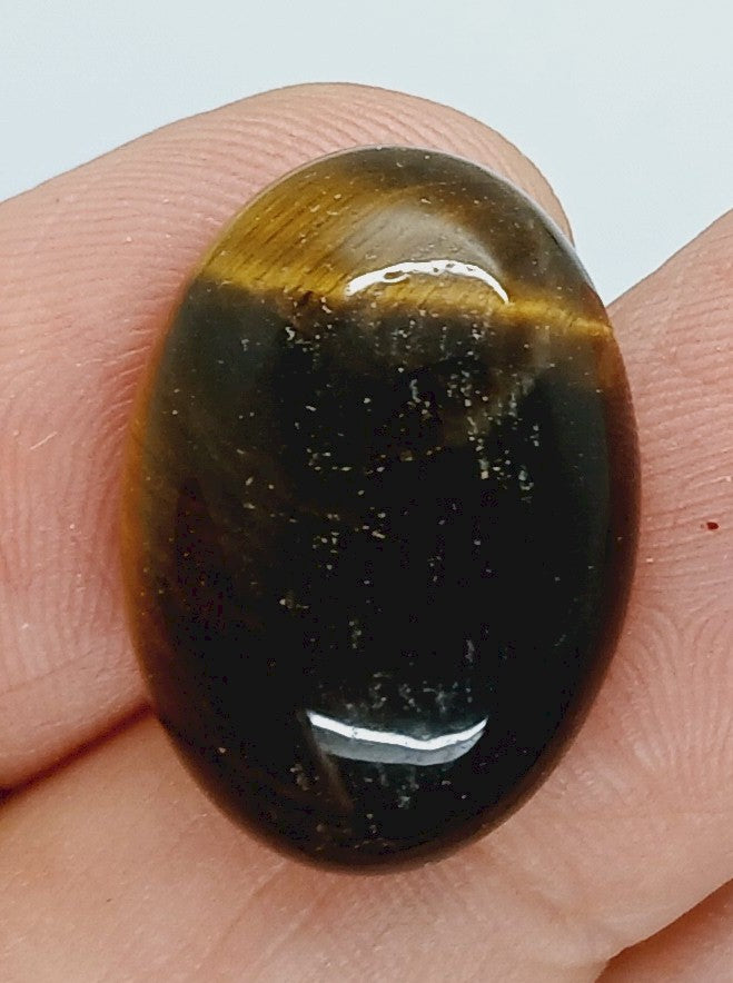 25x18mm Flat Backed Oval Tiger Eye Cabochon 440xD