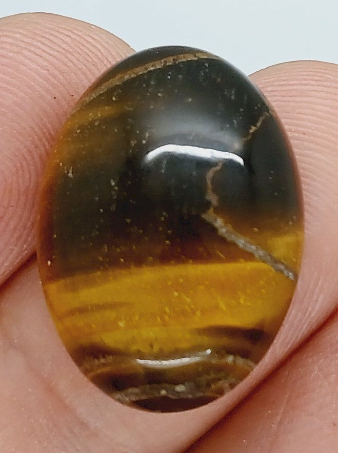 25x18mm Flat Backed Oval Tiger Eye Cabochon 440xH