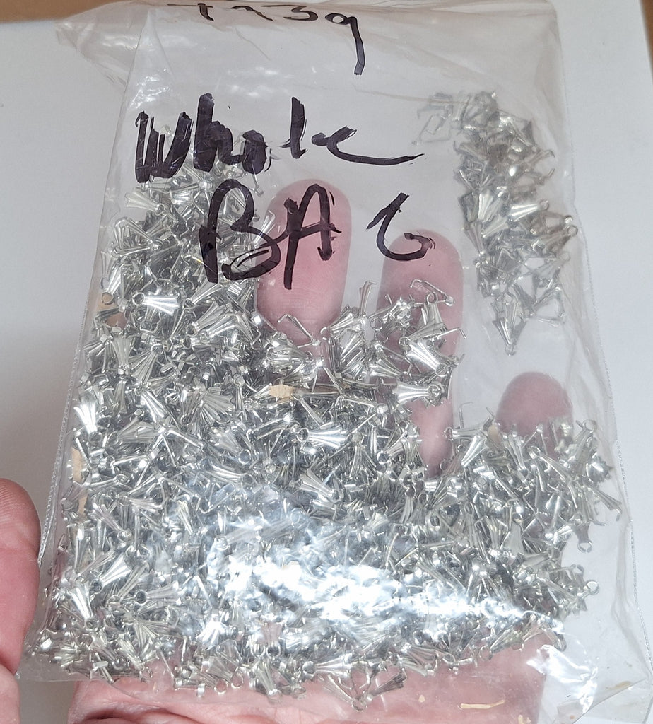 Closeout- Bag of 7mm Silver Tone Pinch Bail Ice Pick Bail Prong Bail 493qA