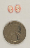 8x6mm Pink profile resin cameo sold per pair 587q