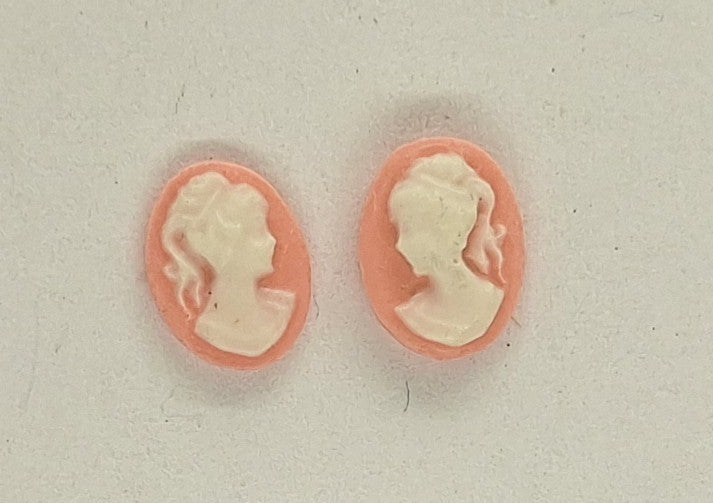 8x6mm Pink profile resin cameo sold per pair 587q