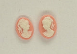 8x6mm Pink profile resin cameo sold per pair 587q