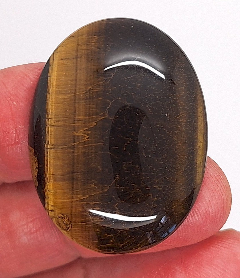 Flawed 40x30mm Flat Backed Tiger Eye Oval Stone Cabochon 652xB