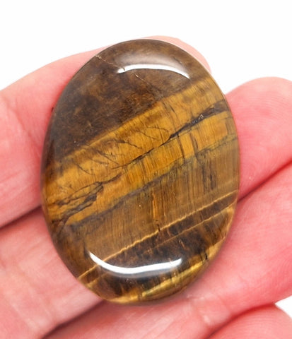 Second - 40x30mm Flat Backed Tiger Eye Oval Stone Cabochon 652xJ