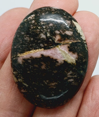40x30mm Flat Backed Rhodonite gemstone loose oval cabochon semi-precious stone  655xE