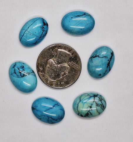 Closeout 6pcs. of 18x13mm Dyed Howlite Chinese Turquoise Cabochon 679xA