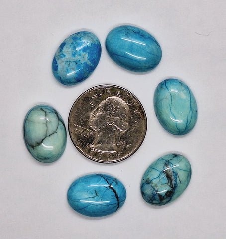 Closeout 6pcs. of 18x13mm Dyed Howlite Chinese Turquoise Cabochon 679xD