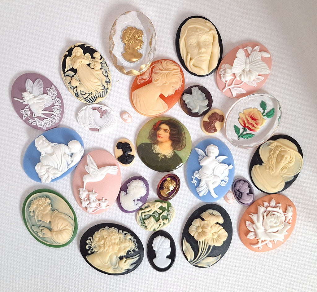 Bulk Grab Bag Cameo lot resin cabochon seconds sample 1/4lb aprox 25 to 40 pieces  690q