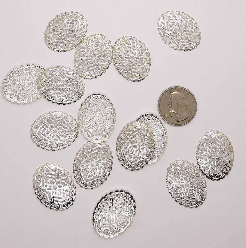 Seconds - 15pcs Silver 39x27mm Domed filigree