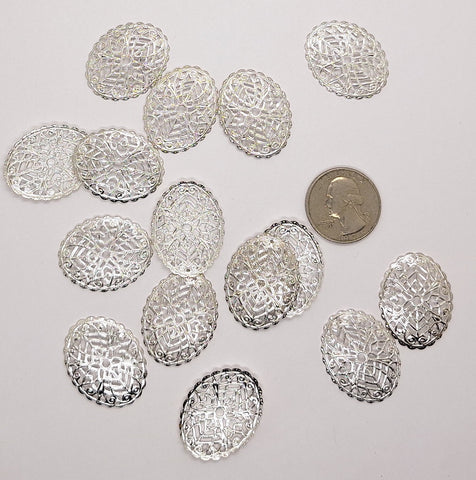 Seconds - 15pcs Silver 39x27mm Domed filigree