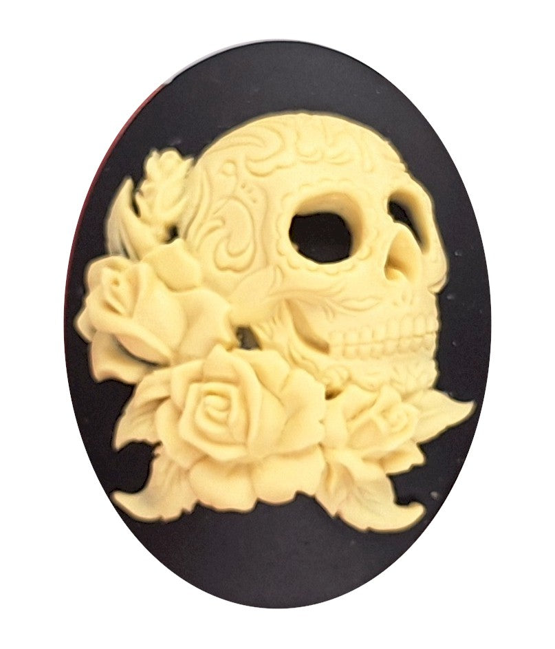 40x30mm Black Ivory Gothic Skull Cameo Day of the Dead jewelry skeleton gothic 819x