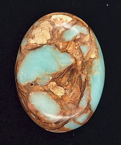40x30mm Copper Matrix Turquoise Cabochon Flat Backed Stone 917xC