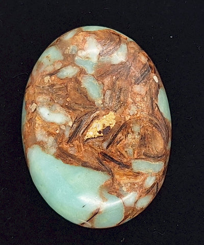 40x30mm Copper Matrix Turquoise Cabochon Flat Backed Stone 917xG