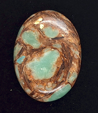 40x30mm Copper Matrix Turquoise Cabochon Flat Backed Stone 917xP