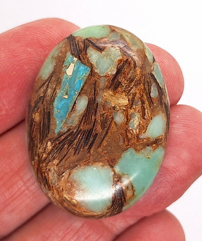 SECOND read description 40x30mm Copper Matrix Turquoise Cabochon Flat Backed Stone 917xA
