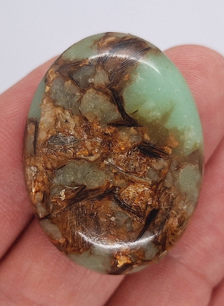 40x30mm Copper Matrix Turquoise Cabochon Flat Backed Stone 917xC