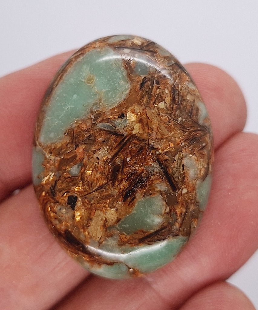 40x30mm Copper Matrix Turquoise Cabochon Flat Backed Stone 917xE