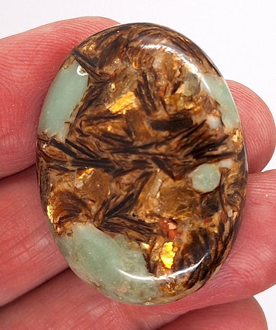 40x30mm Copper Matrix Turquoise Cabochon Flat Backed Stone 917xF