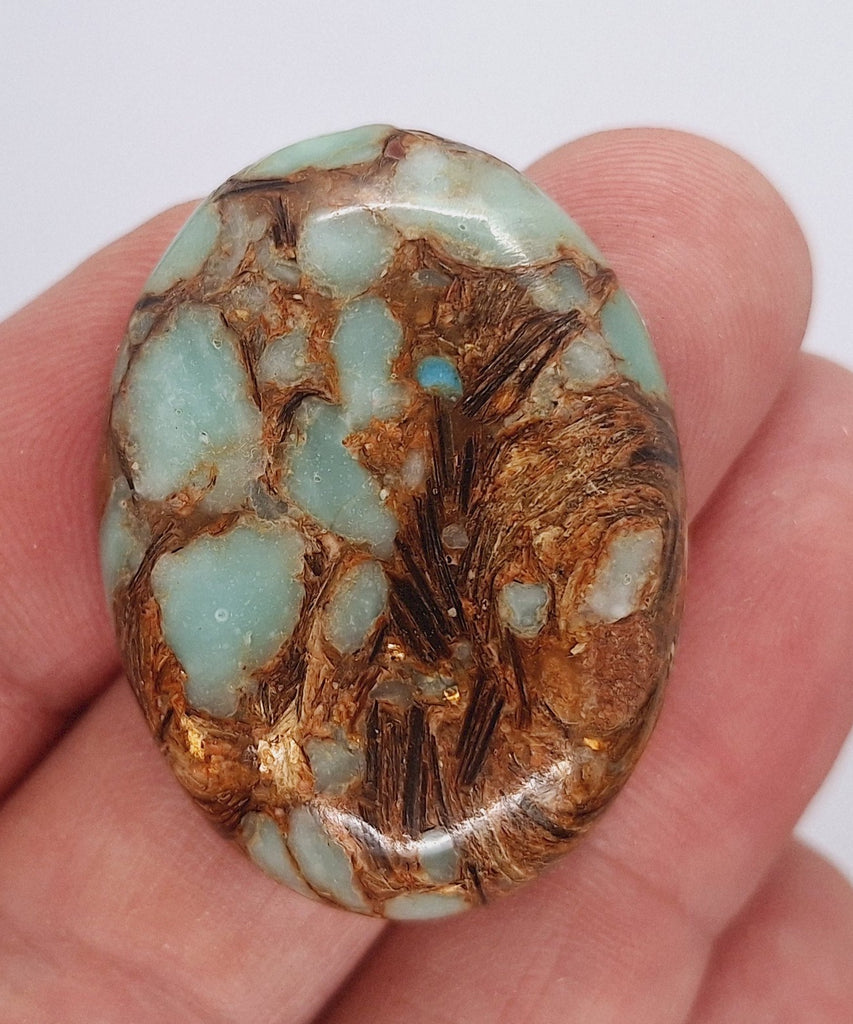 40x30mm Copper Matrix Turquoise Cabochon Flat Backed Stone 917xG