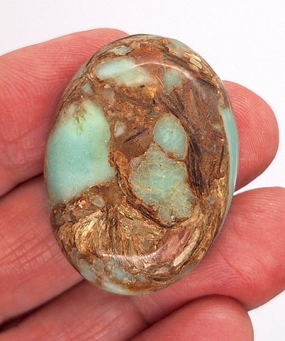40x30mm Copper Matrix Turquoise Cabochon Flat Backed Stone 917xH