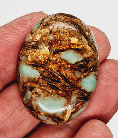 40x30mm Copper Matrix Turquoise Cabochon Flat Backed Stone 917xJ