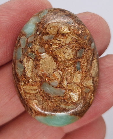 40x30mm Copper Matrix Turquoise Cabochon Flat Backed Stone 917xJ