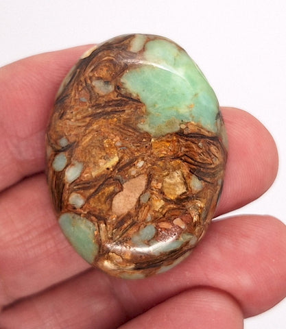 40x30mm Copper Matrix Turquoise Cabochon Flat Backed Stone 917xM