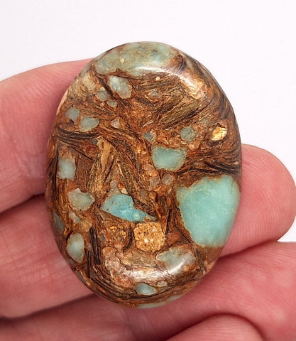 40x30mm Copper Matrix Turquoise Cabochon Flat Backed Stone 917xN