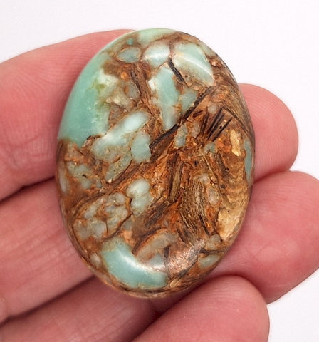 40x30mm Copper Matrix Turquoise Cabochon Flat Backed Stone 917xP