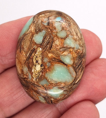 40x30mm Copper Matrix Turquoise Cabochon Flat Backed Stone 917xi