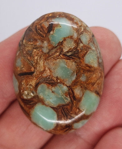 40x30mm Copper Matrix Turquoise Cabochon Flat Backed Stone 917xi