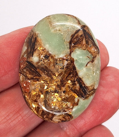 40x30mm Copper Matrix Turquoise Cabochon Flat Backed Stone 917xo