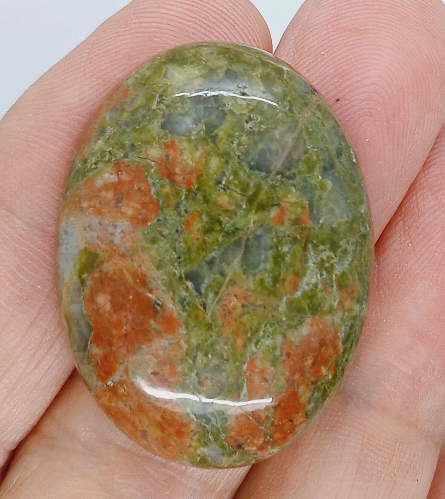 40x30mm Unakite Gemstone Cabochon Flat Backed Oval Stone. 923xF