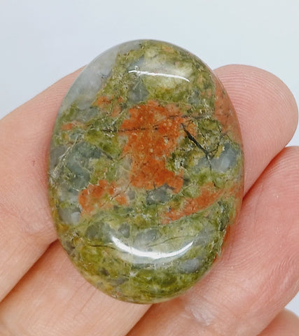 40x30mm Unakite Gemstone Cabochon Flat Backed Oval Stone. 923xG