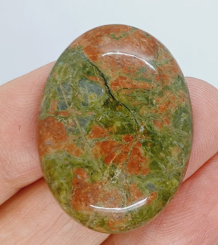 40x30mm Unakite Gemstone Cabochon Flat Backed Oval Stone. 923xH