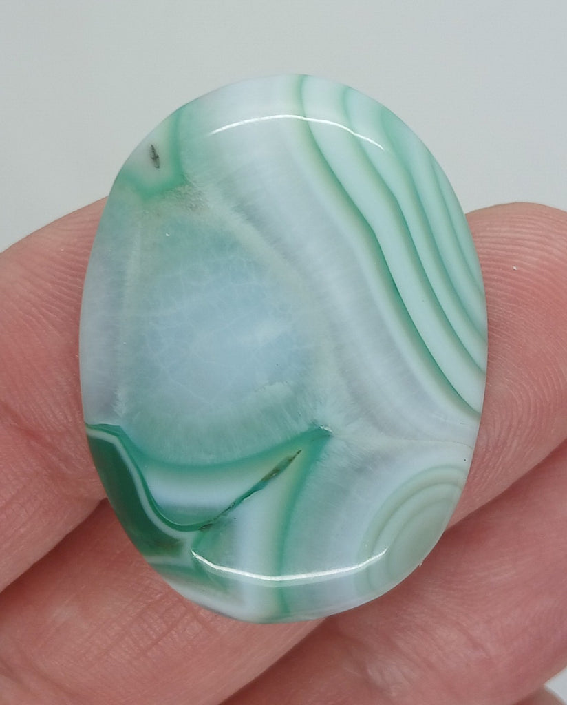 40x30mm Striated Green Dyed Agate Gemstone Cabochon 954xA