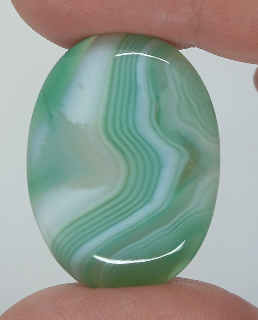 40x30mm Striated Green Dyed Agate Gemstone Oval Stone Cabochon 954xD