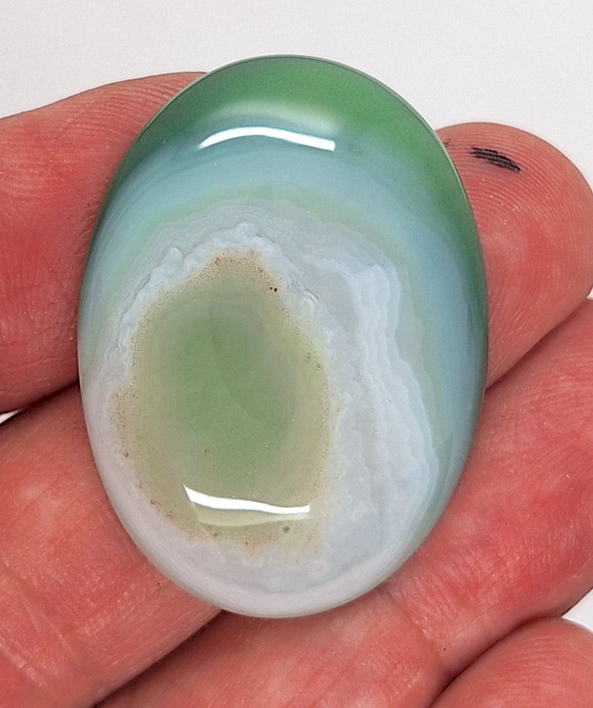 40x30mm Striated Green Dyed Agate Gemstone Oval Stone Cabochon 954xD