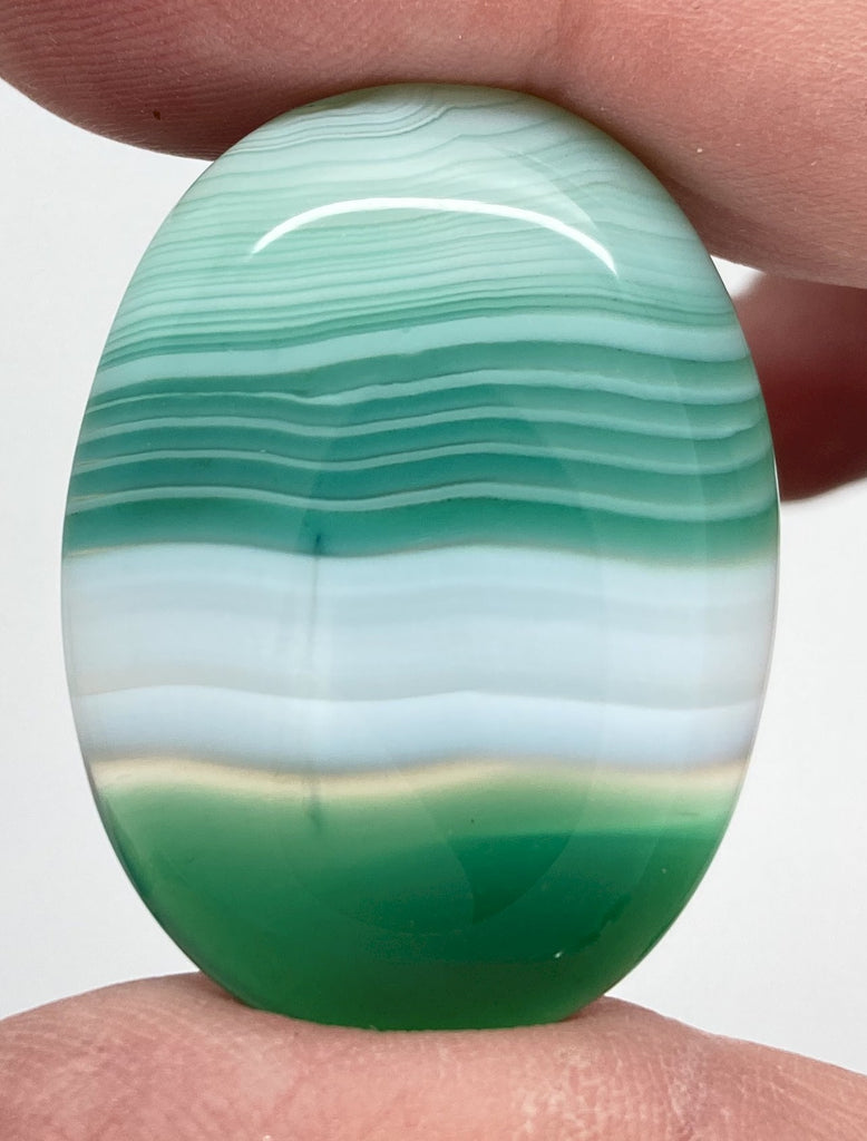 40x30mm Striated Green Dyed Agate Gemstone Oval Stone Cabochon 954xE