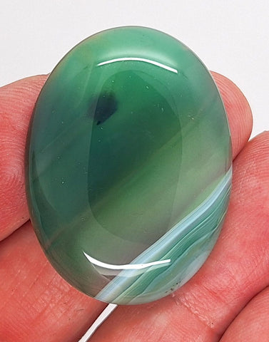 40x30mm Striated Green Dyed Agate Gemstone Oval Stone Cabochon 954xF